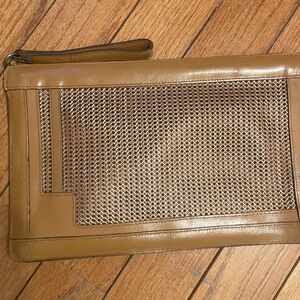 Vintage tan leather clutch